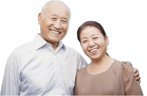 smiling elderly couple